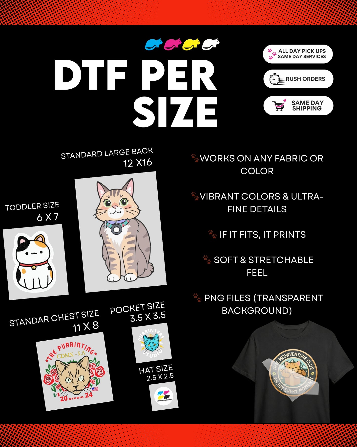 PRE-CUT / DTF Transfers by Size