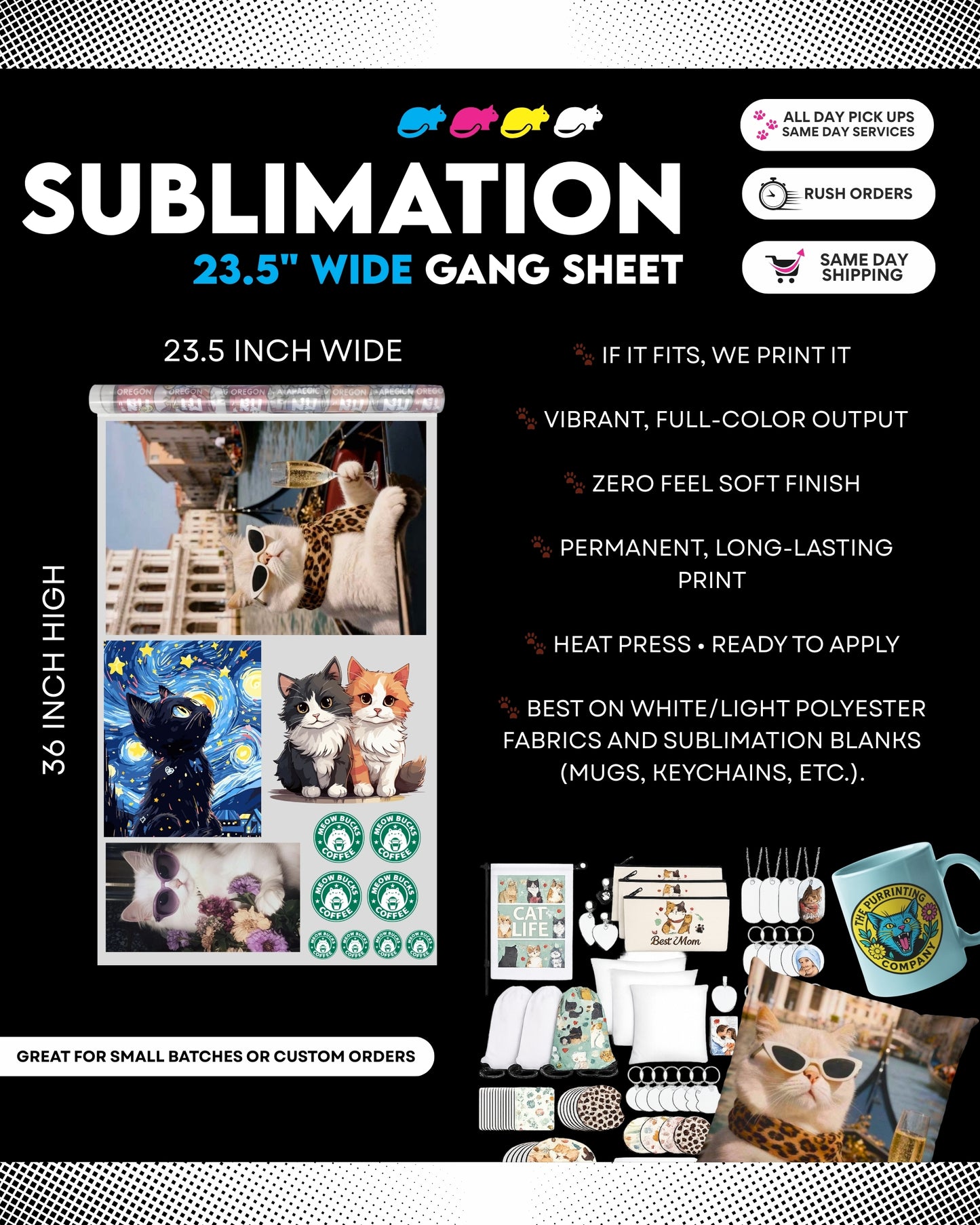 SUBLIMATION TRANSFER  BY SIZE